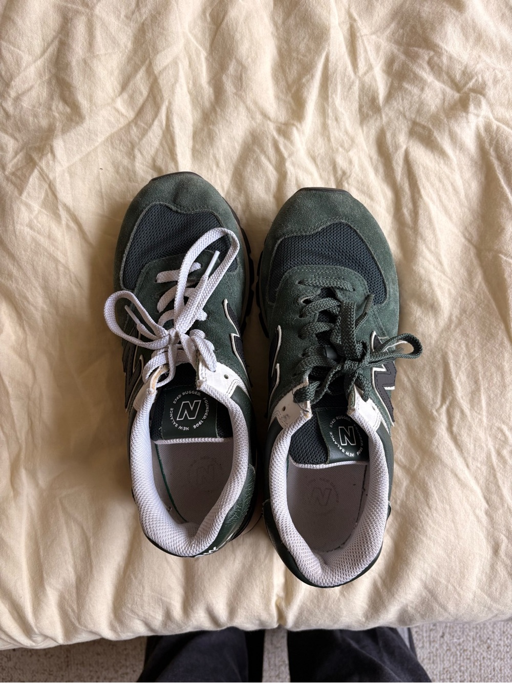 New Balance Dark Green and White Running Sneakers